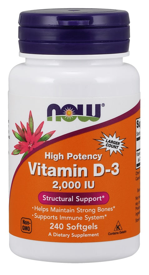 Produkto nuotrauka: NOW Foods Vitamin D-3, 2000 IU - 240 minkštųjų kapsulių