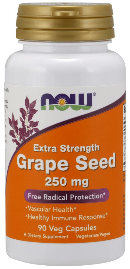 Produkto nuotrauka: NOW Foods Grape Seed, 250mg Extra Strength - 90 kapsulių