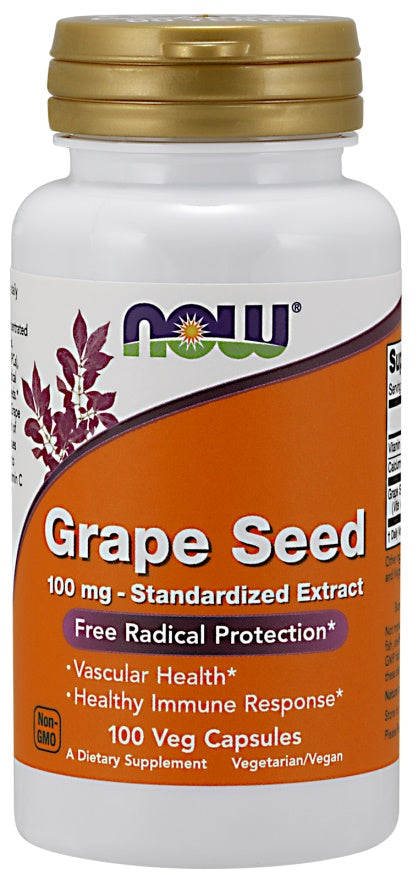 Produkto nuotrauka: NOW Foods Grape Seed Standardized Extract, 100mg - 100 kapsulių