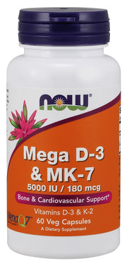 NOW Foods Mega D - 3 ir MK - 7 – 60 kapsulių