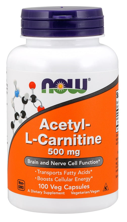 Produkto nuotrauka: NOW Foods Acetyl-L-Carnitine, 500mg - 100 kapsulių