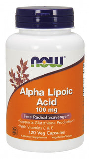 Produkto nuotrauka: NOW Foods Alpha Lipoic Acid with Vitamins C & E, 100mg - 120 kapsulių