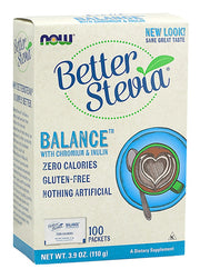 NOW Foods Better Stevia Balance su chromu ir inulinu – 100 pakelių