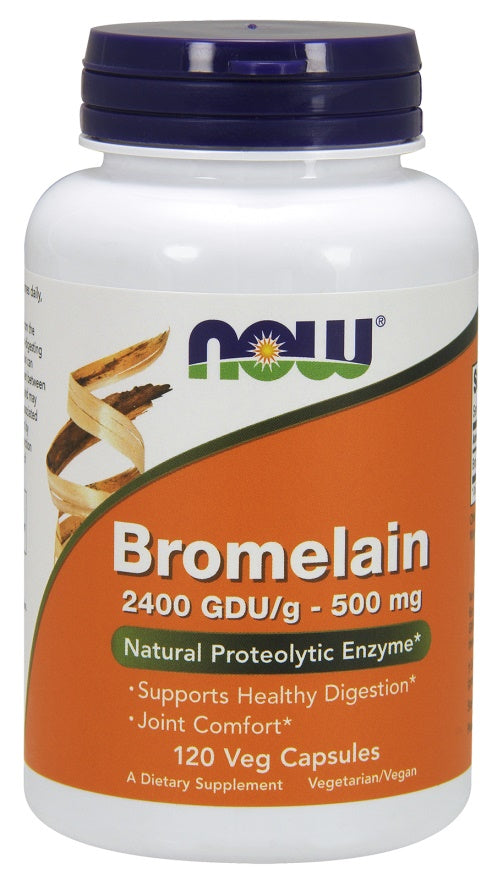 NOW Foods bromelainas, 500 mg – 120 kapsulių