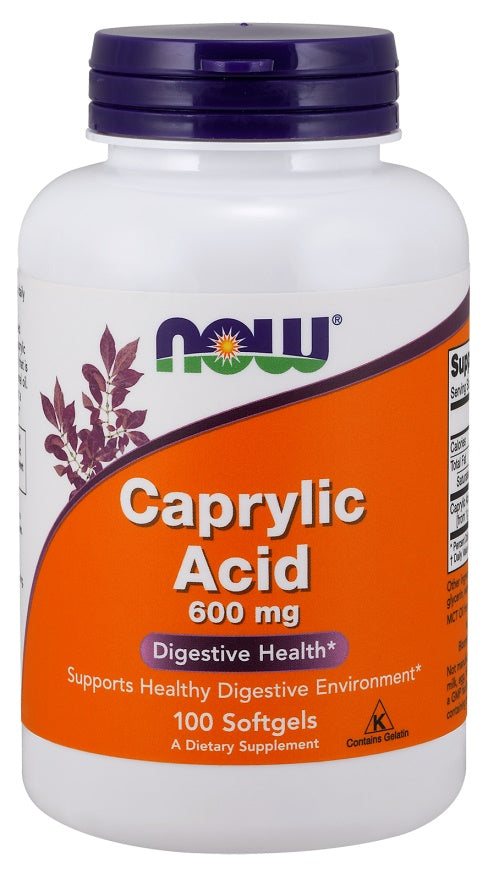 Produkto nuotrauka: NOW Foods Caprylic Acid, 600mg - 100 minkštųjų kapsulių