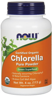 NOW Foods chlorella, gryni milteliai – 113 g