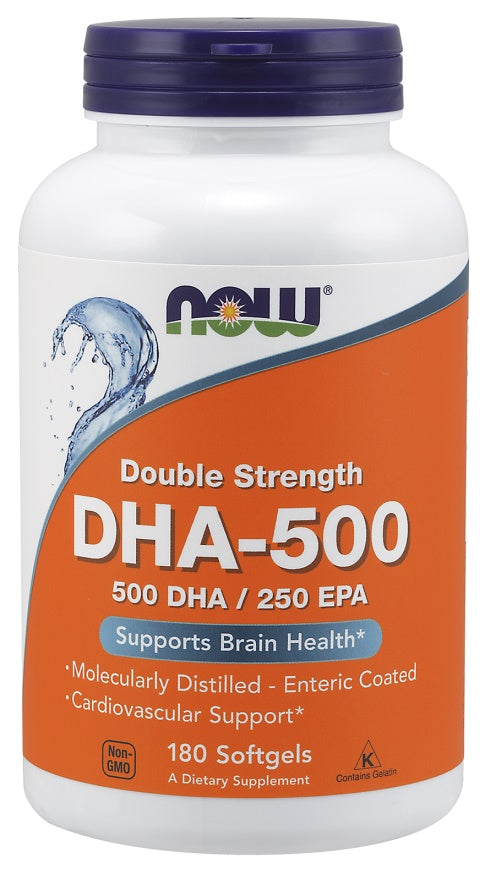 Produkto nuotrauka: NOW Foods DHA-500, 500 DHA / 250 EPA - 180 minkštųjų kapsulių
