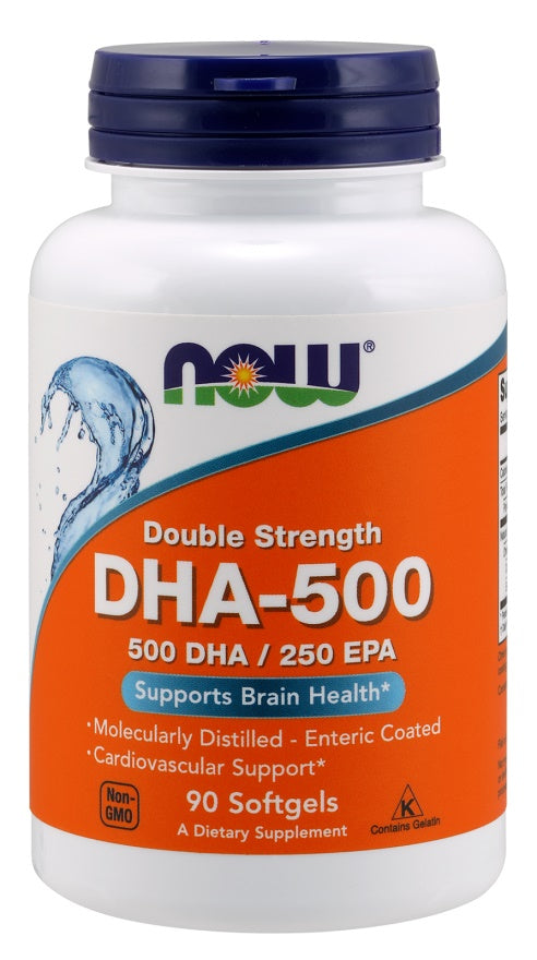 Produkto nuotrauka: NOW Foods DHA-500, 500 DHA / 250 EPA - 90 minkštųjų kapsulių