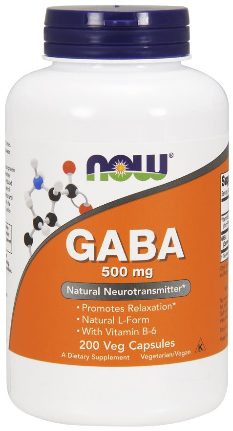 NOW Foods GABA su vitaminu B6, 500 mg - 200 kapsulių