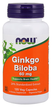 NOW Foods ginkmedis (Ginkgo Biloba), 60 mg – 120 kapsulių