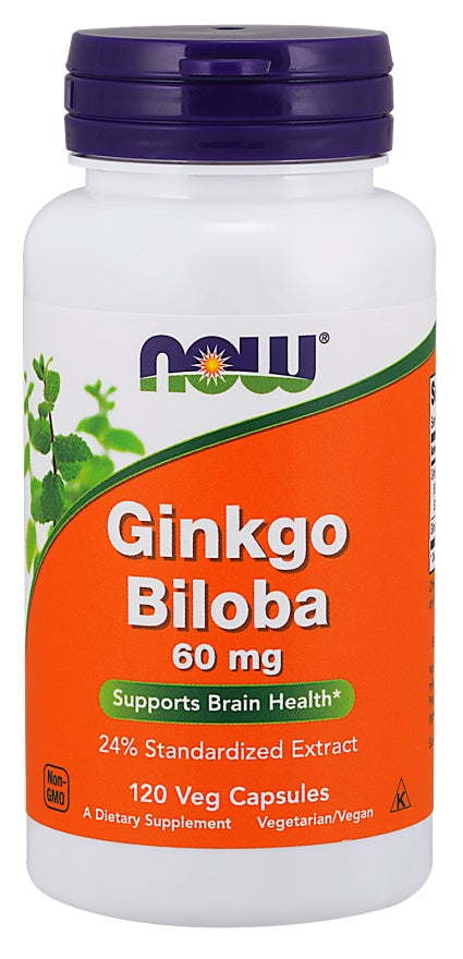 Produkto nuotrauka: NOW Foods Ginkgo Biloba, 60mg - 120 kapsulių