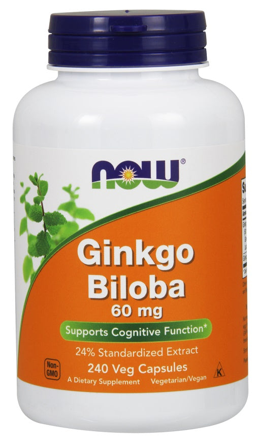 NOW Foods ginkmedis (Ginkgo Biloba), 60 mg – 240 kapsulių