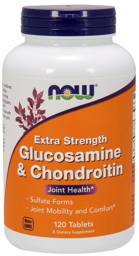NOW Foods gliukozaminas ir chondroitinas, ypač stiprus – 120 tablečių