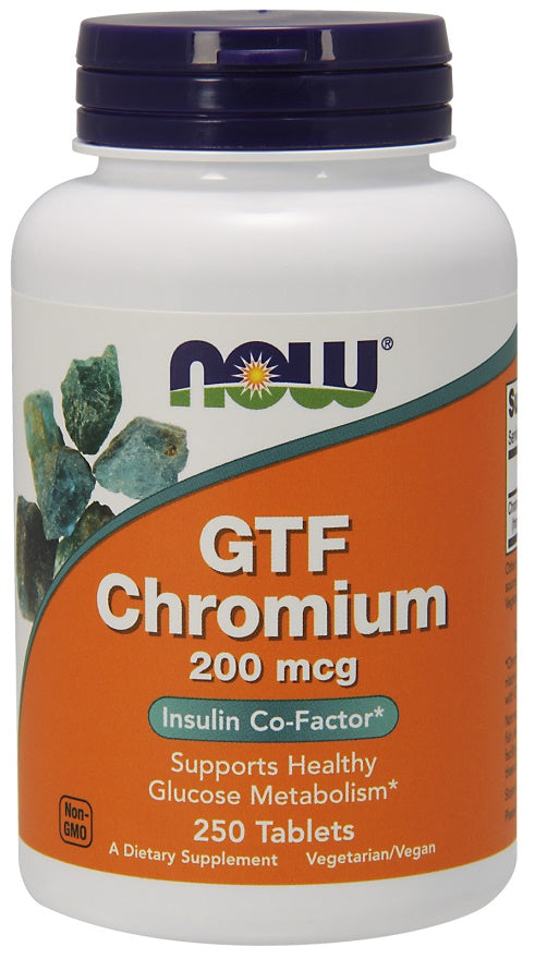 NOW Foods GTF Chromium, 200 mcg – 250 tablečių
