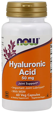 Produkto nuotrauka: NOW Foods Hyaluronic Acid with MSM, 50mg - 60 kapsulių
