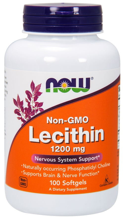 Produkto nuotrauka: NOW Foods Lecithin, 1200mg Non-GMO - 100 minkštųjų kapsulių