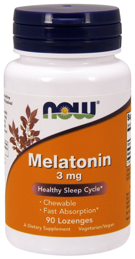 NOW Foods kramtomosios melatonino tabletės, 3 mg - 90 pastilių