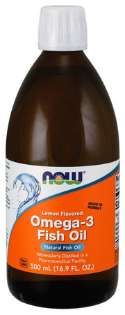 NOW Foods Omega - 3 žuvų taukų skystis, citrinų skonio – 500 ml.