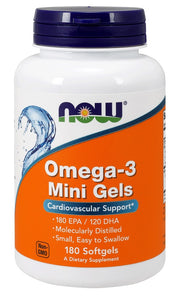 Produkto nuotrauka: NOW Foods Omega-3 Mini Gels - 180 minkštųjų kapsulių