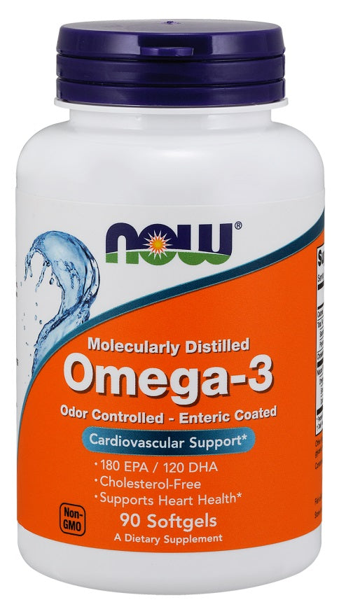 NOW Foods Omega - 3 enterinės dangos – 90 kapsulių