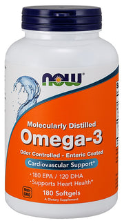 Produkto nuotrauka: NOW Foods Omega-3 Enteric Coated - 180 minkštųjų kapsulių