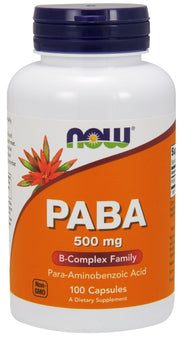 NOW Foods PABA, 500 mg – 100 kapsulių