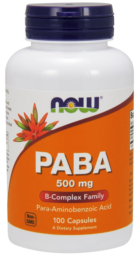 NOW Foods PABA, 500 mg – 100 kapsulių