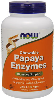 NOW Foods kramtomosios papajų fermentų tabletės – 360 pastilių