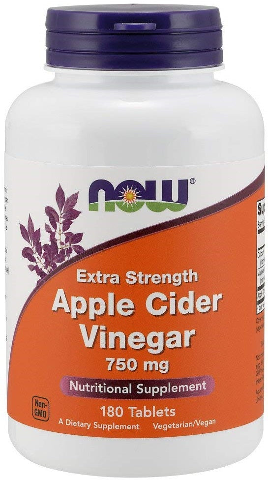 Produkto nuotrauka: NOW Foods Apple Cider Vinegar, 750mg Extra Strength - 180 tablečių