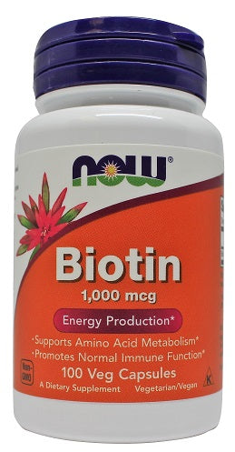 Produkto nuotrauka: NOW Foods Biotin, 1000mcg - 100 kapsulių