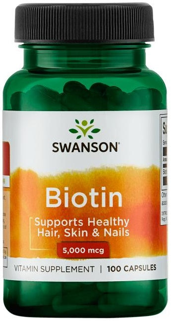Swanson biotinas, 5000 mcg – 100 kapsulių
