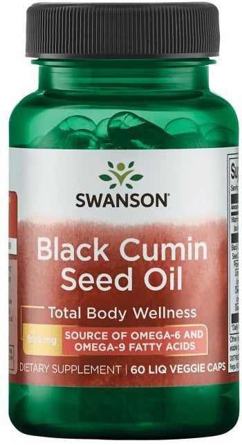 Swanson juodųjų kmynų aliejus, 500 mg – 60 skystų kapsulių