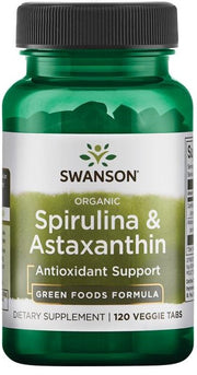 Swanson Spirulina & Astaxantin – 120 vegetariškų tablečių