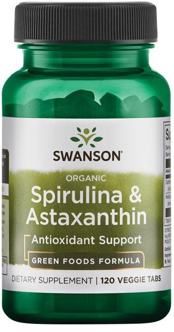 Swanson Spirulina & Astaxantin – 120 vegetariškų tablečių