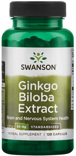 Swanson ginkmedžio ekstraktas, 60 mg – 120 kapsulių