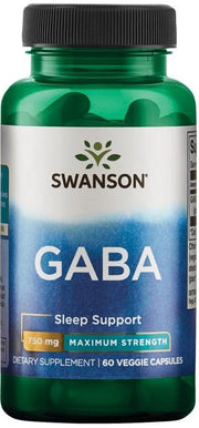 Swanson GABA, 750 mg maksimalios stiprumo – 60 kapsulių