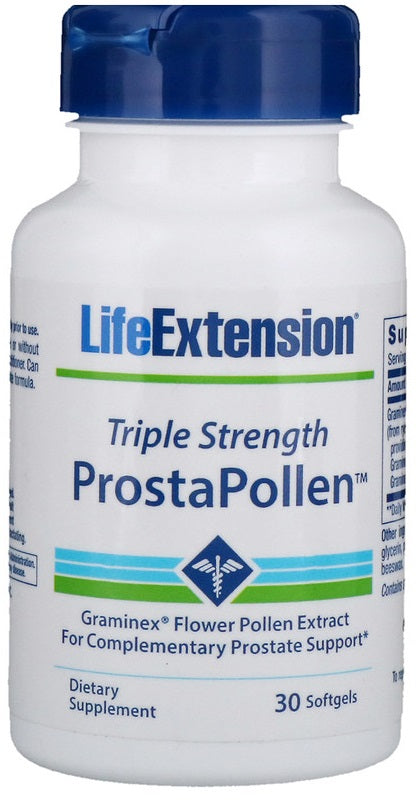 Life Extension ProstaPollen trigubo stiprumo kapsulės – 30 kapsulių