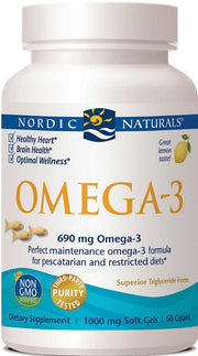 Nordic Naturals Omega - 3, 690 mg citrinų (žuvies želatina) – 60 kapsulių