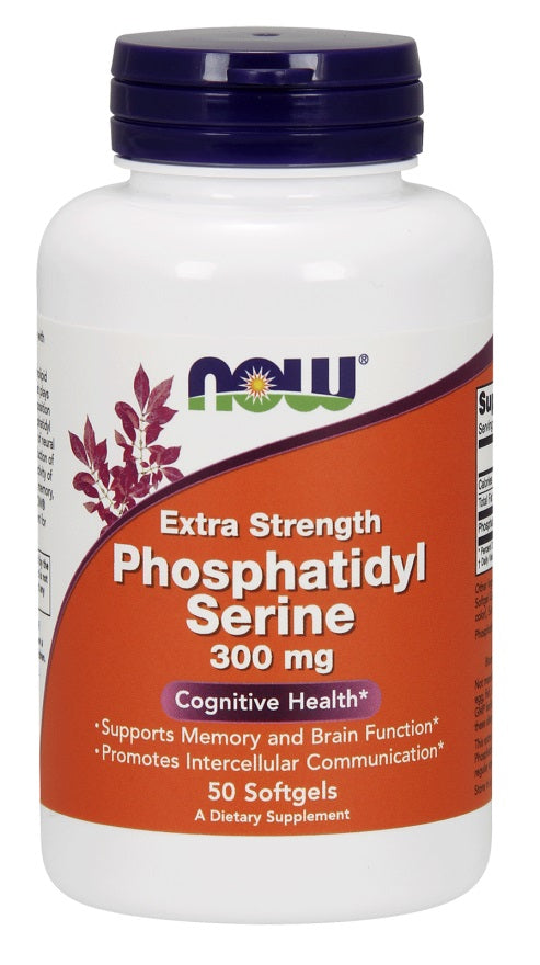 Produkto nuotrauka: NOW Foods Phosphatidyl Serine, 300mg Extra Strength - 50 minkštųjų kapsulių