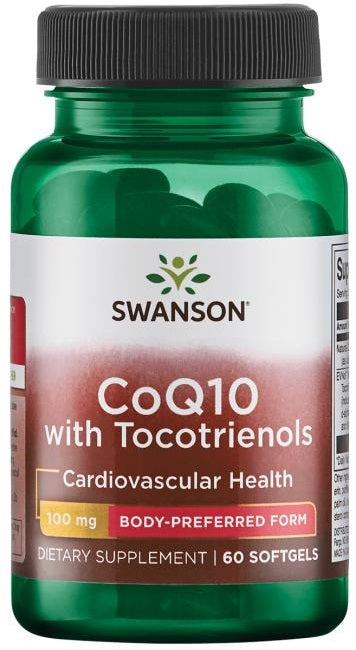 Swanson CoQ10, 100 mg (su 10 mg tokotrienolių) – 60 kapsulių