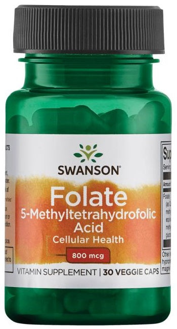 Swanson folatas (5 - metiltetrahidrofolio rūgštis), 800 mcg – 30 kapsulių