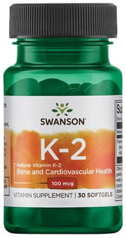 Swanson vitaminas K - 2 – natūralus, 100 mcg – 30 kapsulių