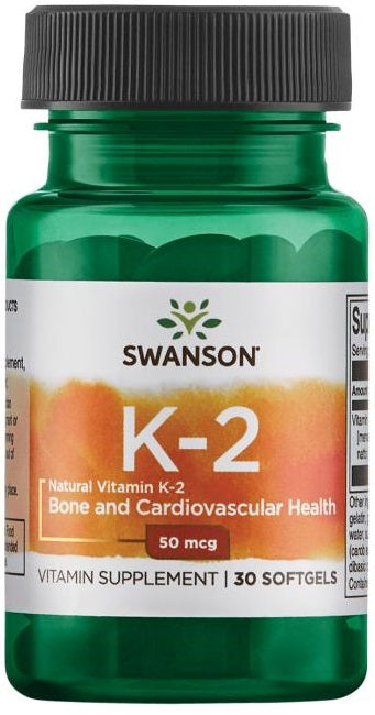 Swanson vitaminas K - 2 – natūralus, 50 mcg – 30 kapsulių