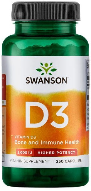 Swanson vitaminas D - 3, 2000 TV – 250 kapsulių
