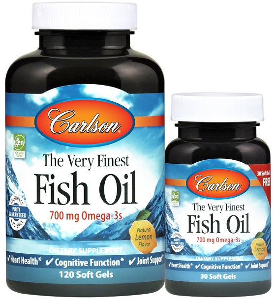 Carlson Labs aukščiausios kokybės žuvų taukai – 700 mg omega - 3, natūralūs apelsinai – 120 + 30 kapsulių