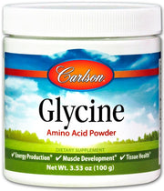 Carlson Labs glicinas, aminorūgščių milteliai - 100 g