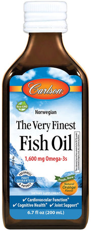 Carlson Labs aukščiausios kokybės žuvų taukai, natūrali citrina – 200 ml.