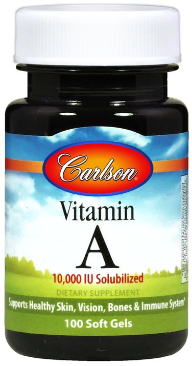 Carlson Labs tirpus vitaminas A, 10 000 TV – 100 kapsulių