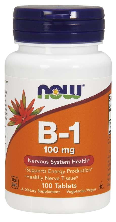 NOW Foods Vitaminas B - 1 Tiaminas, 100 mg - 100 tablečių