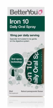 BetterYou Iron 10 kasdienis burnos purškalas (10 mg), granatų skonio – 25 ml.